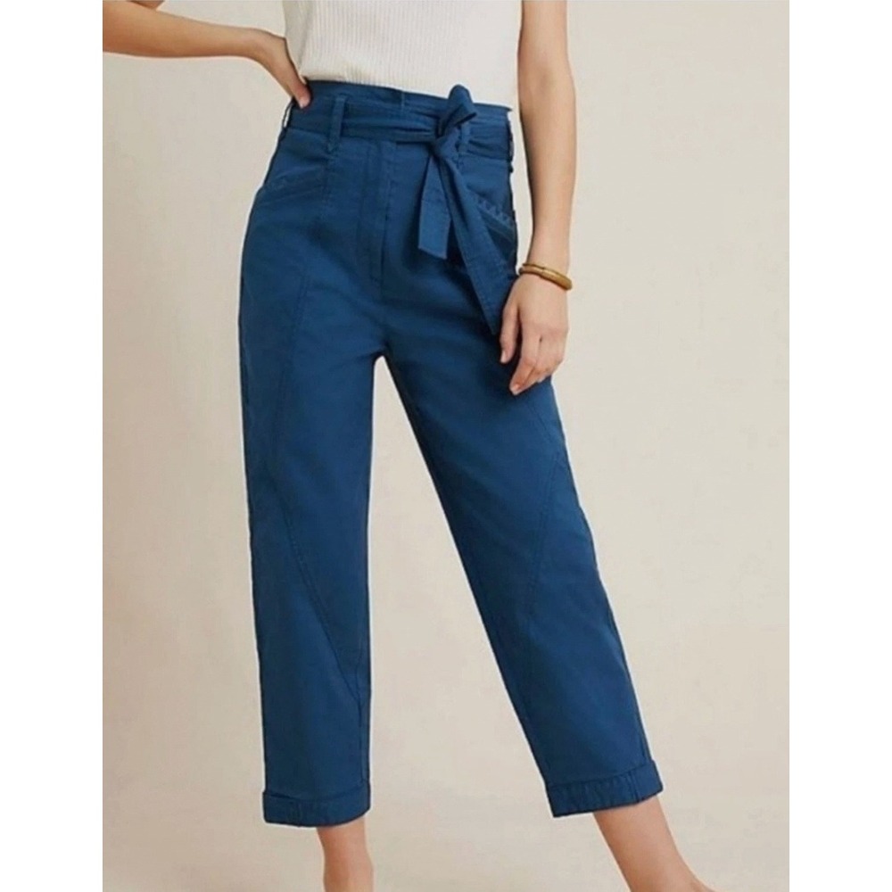 Anthropologie Ellie Embroidered Utility Pants Women's 4 Blue High Rise Boho